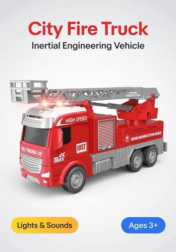 Friction powered fire truck - friction,