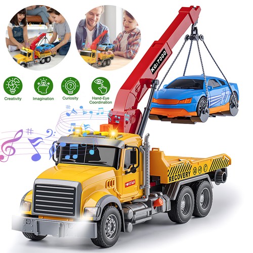 Kids tow truck toy - tow, realistic